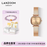 LANZOOM蓝族黑金小方糖手表女【何泓姗同款】满天星圣诞礼生日礼物送女友 【代写贺卡】玫瑰金钢琴带