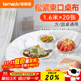 特美居（temeiju）一次性桌布松紧口圆桌长方形台布加厚防水防油膜野餐垫1.6m*20张