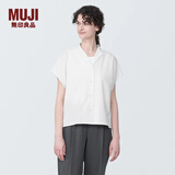无印良品（MUJI）女式 易干弹力泡泡纱 开领短袖衫女士衬衫衬衣外套夏季款BC2JPA4S 白色 L (165/88A)