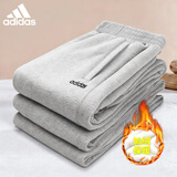 阿迪达斯（adidas）男裤子 2025秋冬季新款卫裤运动裤经典加绒保暖休闲裤束脚长裤子 灰色 adidas字母logo 加绒保暖 M (175/80A)