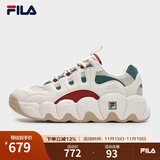FILA 斐乐官方女鞋复古运动鞋2024春圣诞可颂鞋休闲鞋厚底舒适老爹鞋 雪白/雨朦灰色-SR 37.5