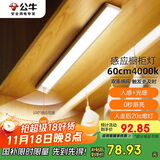 公牛（BULL）感应橱柜灯衣柜灯LED人感光感老人卧室床沿玄关橱柜厨房60CM4000K