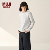 无印良品（MUJI）女式 双罗纹编织 圆领长袖T恤 上衣打底衫女装25年秋季 浅灰色 M (160/84A)