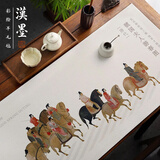 漢墨  彩绘古画羊毛毛毡垫 耐磨加厚书法书画游春图110*50cm 文房四宝写毛笔字宣纸用毡布桌垫 