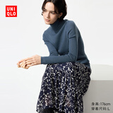 优衣库女装精纺美利奴羊毛罗纹两翻领针织衫/长袖毛衣478337 68 深蓝色 M