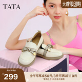 他她（TATA）通勤百搭乐福鞋春季新款方跟小皮鞋女单鞋WCPA1AA3 米白 37