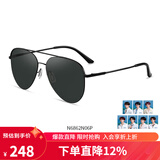 海俪恩 太阳镜男款蛤蟆镜偏光墨镜防辐射开车专用驾驶镜可配近视镜N6862 N06P深灰色+哑黑框