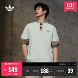 adidas经典简约纯棉运动上衣短袖T恤男女夏季阿迪达斯官方三叶草   亚麻绿   S