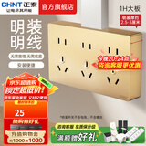 正泰（CHNT） 明装开关插座墙壁面板无边框大面板家用墙壁电源五孔底盒 1H金色 十五孔10A