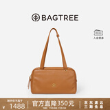 BAGTREE包包树风信包新款植鞣牛皮波士顿包单肩腋下大容量通勤保龄球女包 橡果色 小众轻奢女包