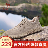 骆驼（CAMEL）登山鞋男防滑户外徒步运动休闲鞋男新款透气男士复古鞋子会员 G15A370083 沙色（皮面款） 40