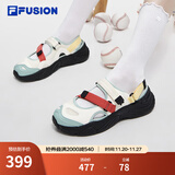斐乐（FILA）FUSION斐乐玛丽珍凉鞋女鞋新款凉拖魔术贴海螺沙滩鞋 雪白/港灰绿-SH 36