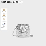 CHARLES&KEITH迷你菱格流浪包单肩斜挎双肩包包女包生日礼物CK2-60782390 【S号】Silver银色 S