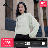 adidas休闲加厚毛圈连帽卫衣套头衫男女秋冬阿迪达斯官方轻运动   亚麻绿   XS