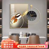 墨派 轻奢餐厅装饰画现代简约带钟表组合挂画饭厅背景墙壁画客厅挂画 步步高升 50*70cm晶瓷+直径50cm钟表