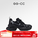 GG-CC【明星同款】月落星河银色厚底老爹鞋女百搭秋季新款G23X4317 黑色 皮面 35