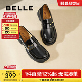百丽（Belle）时尚饰扣乐福鞋女平跟通勤单鞋B7X1DAA5 黑色 37 (235mm)