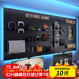 鸥歌电竞房洞洞板置物架万能挂板电脑桌面壁挂式铁艺墙上洞洞板收纳 【带边框带挂钩】60*40 黑色