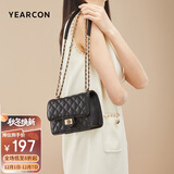 意尔康包包女包菱格链条包斜挎小方包小香风女士单肩包包女款2025年黑