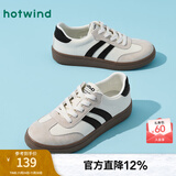 热风【商场同款】女鞋德训鞋25年秋新款女士复古撞色拼接软底休闲板鞋 88米黑(皮面)H14W25302 38