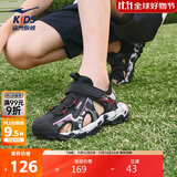 鸿星尔克（ERKE）童鞋男女大小童包头凉鞋儿童魔术贴户外沙滩鞋正黑/赤丹红27