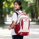 Edison初中生书包大容量背包男女生高中学生双肩包K08-6-红色