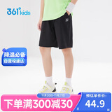 361°儿童短裤夏季男女童3-12岁透气运动裤梭织五分裤 黑 175