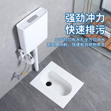 蜀道蹲便器水箱套装陶瓷蹲坑家用蹲厕工程大便器卫生间防臭蹬便盆便池 825:不带弯后出水蹲便+水箱+喷枪