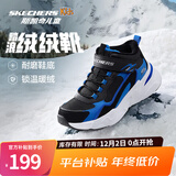 Skechers斯凯奇儿童秋冬休闲男女童二棉鞋轻质加绒保暖靴405222L/302583L 男童/黑色/宝蓝色/BKRY 37