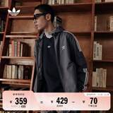 adidas经典三条纹运动连帽夹克外套男女春季阿迪达斯三叶草 深灰   XS  