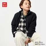 优衣库童装男童女童摇粒绒拉链茄克长袖外套夹克秋冬新款478141 09 黑色 160