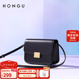 红谷包包女包新款牛皮单肩包时尚斜挎包小方包相机包生日礼物 漆黑