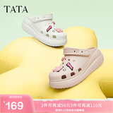 他她（TATA）洞洞鞋女防滑厚底2025秋季新款外穿包头拖鞋凉鞋DWGN1BH4 白色（7cm跟高） 37-38