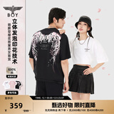 BOY LONDON【繁花】潮牌情侣款短袖樱花翅膀花卉印花T恤N01712 黑色 XS