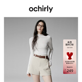 欧时力OCHIRLY 可机洗特级100%美丽诺羊毛针织衫女无缝一体高级感毛衣 米白 L