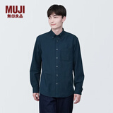 无印良品 MUJI 男式 棉水洗牛津 纽扣领 长袖衬衫 衬衣外套纯棉全棉 藏青色 M (170/92A)