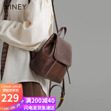 viney牛皮双肩包女复古学生高中初中书包轻便旅游旅行背包生日礼物女友