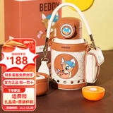 杯具熊（BEDDYBEAR）儿童双盖保温杯男女宝宝上学吸管水壶316不锈钢两用学生便携水壶 豌豆-酷酷鹿630ml