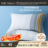 水星家纺枕套全棉枕头套100%纯棉抑菌枕头罩一对装双人家用48x74cm