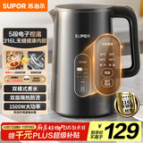 苏泊尔（SUPOR）1.5L侧显温度烧水壶316L不锈钢5段调温 恒温水壶 母婴冲奶粉小容量电热水壶SW-15J72L