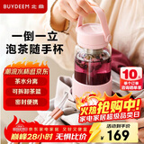 北鼎（Buydeem）泡茶随手杯 茶水分离泡茶杯子耐高温水杯便携玻璃杯 猪猪粉630ml