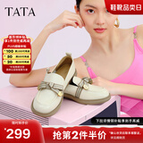 他她（TATA）通勤百搭乐福鞋春季新款方跟小皮鞋女单鞋WCPA1AA3 米白 37