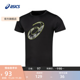 亚瑟士ASICS运动T恤男子跑步短袖透气舒适运动上衣 2011D076-001 黑色 S