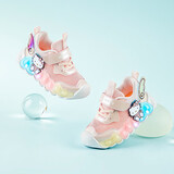 Hello Kitty童鞋女童运动鞋轻便单网透气灯鞋宝宝带灯酷炫发光跑鞋6874粉色26