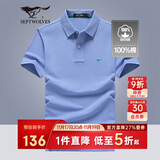 七匹狼短袖T恤男士T恤时尚中青年翻领商务休闲小狼标刺绣Polo男装