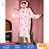 果壳（Gukoo）睡裙女冬季保暖舒适小兔子卡通满印甜美女士家居服睡裙可外穿D 小兔子满印睡裙 M
