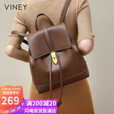 viney牛皮双肩包女大容量轻便出行旅游旅行背包学生书包生日礼物送女友