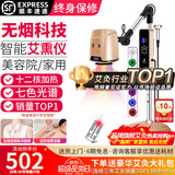 鸿益德艾灸仪器一体机无烟家用熏蒸仪美容院全身温养理疗仪烤电艾炙灯 金色脉冲刮痧至尊款-十二核四面加热