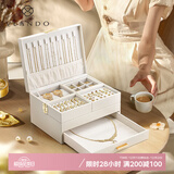 VLANDO首饰盒精致高档大容量耳环饰品首饰收纳盒轻奢2025新款双悦-米白