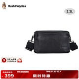暇步士（Hush Puppies）男士单肩包斜挎包新款时尚户外通勤真皮邮差包牛皮小背包送男友 黑色HA-2011708W-5710